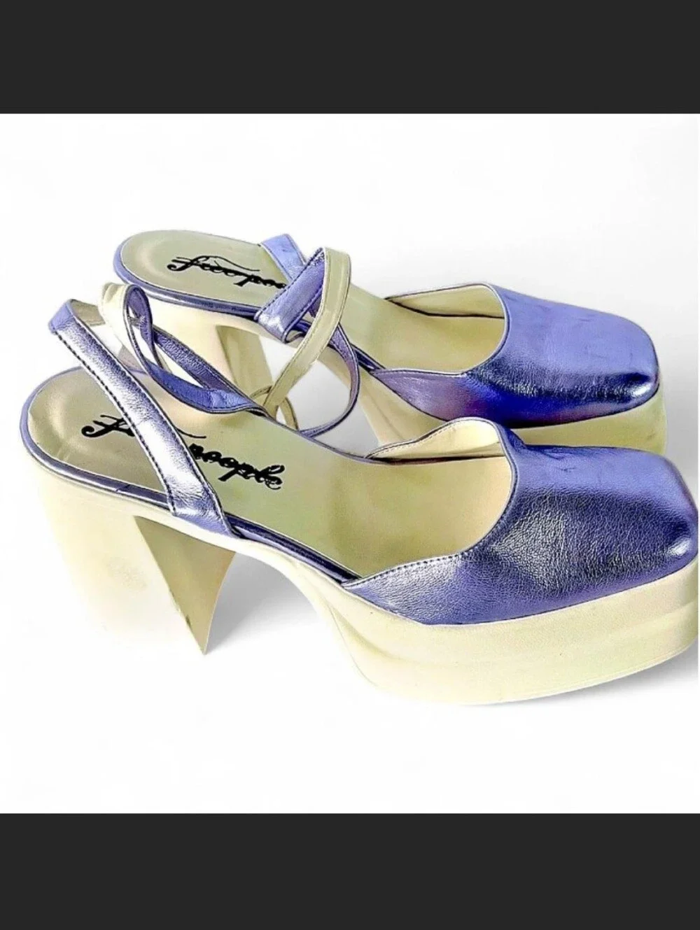 Free People Metallic Purple Stacked Platform Maryjanes – Size 37.5